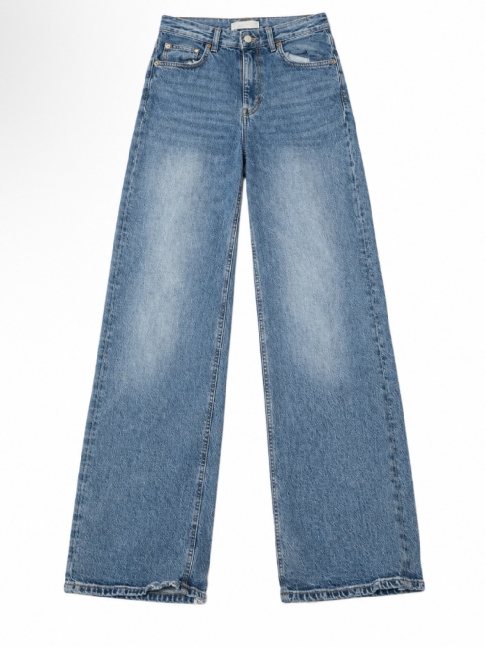 H&M Wide-Leg Jeans in Medium Blue Denim